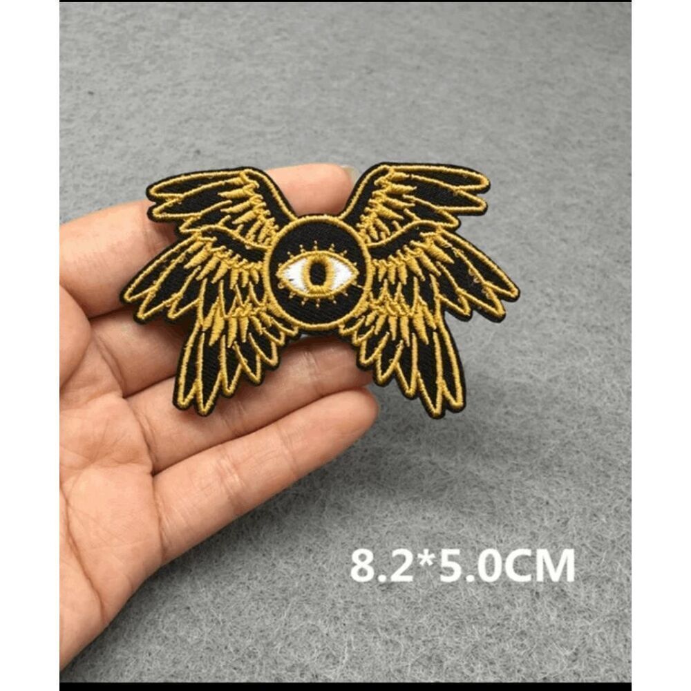 NWOT Golden Eyeball with Wings Applique Patch - 3" x 2"